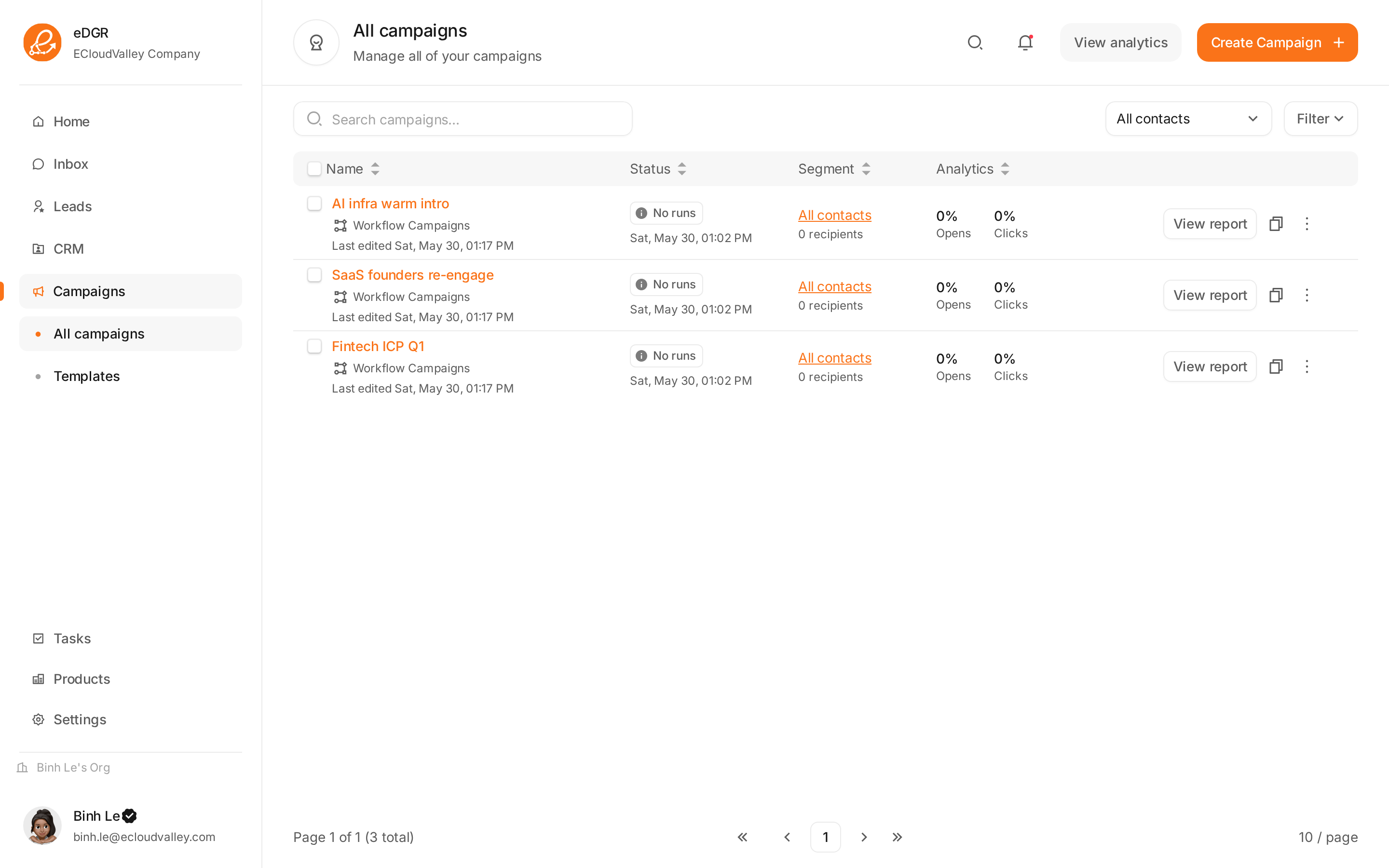Campaigns page