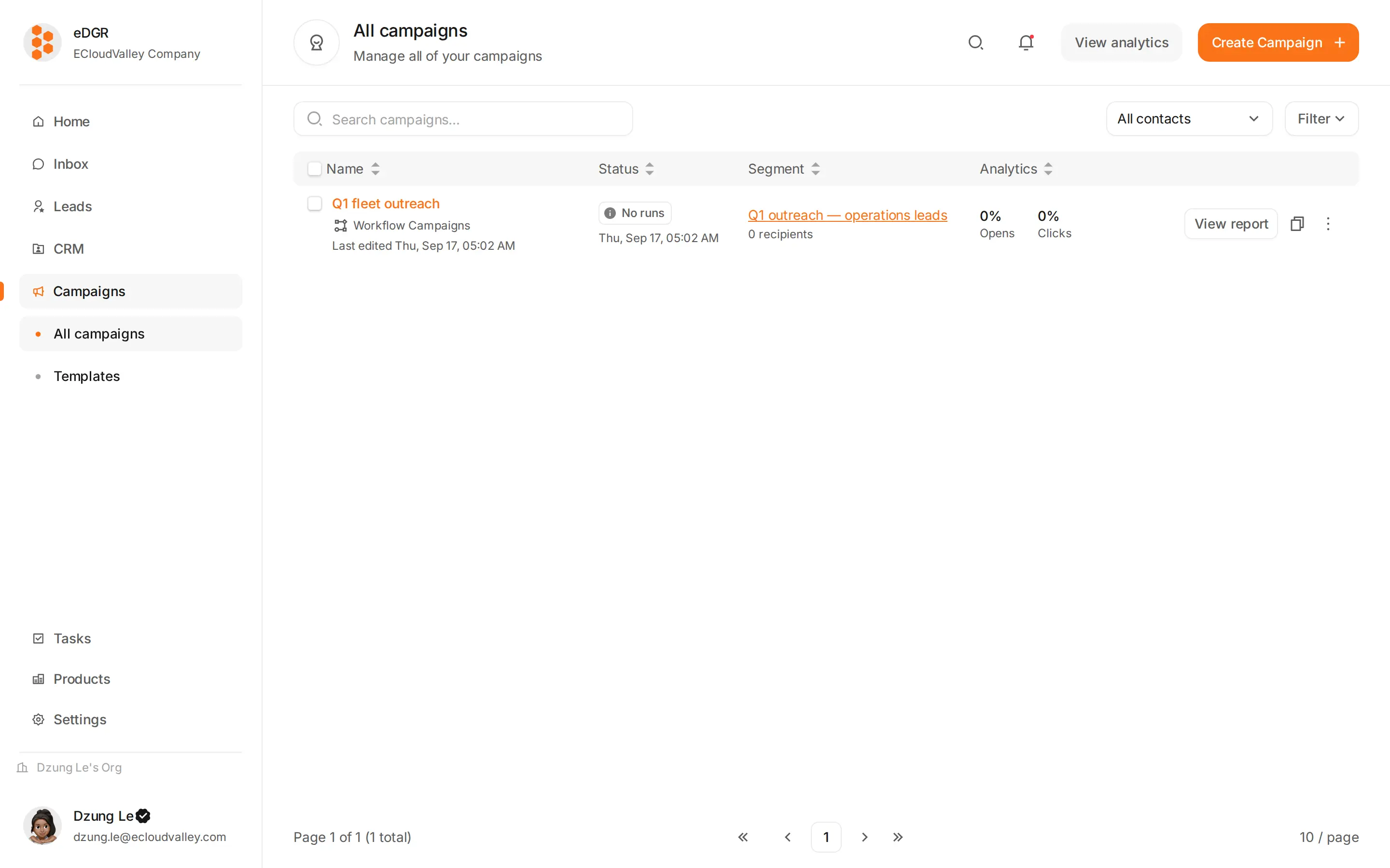 Campaigns page