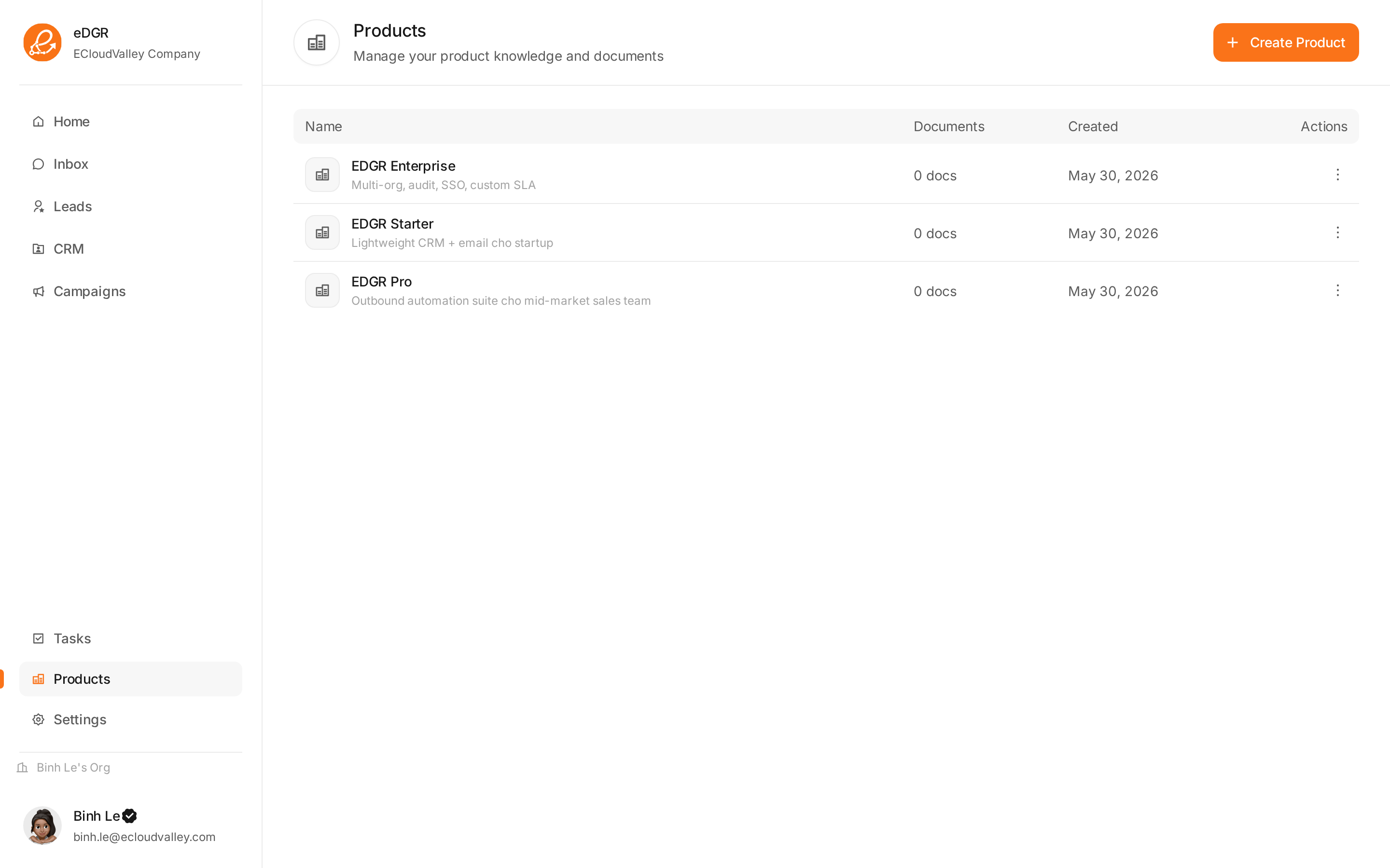 Products page