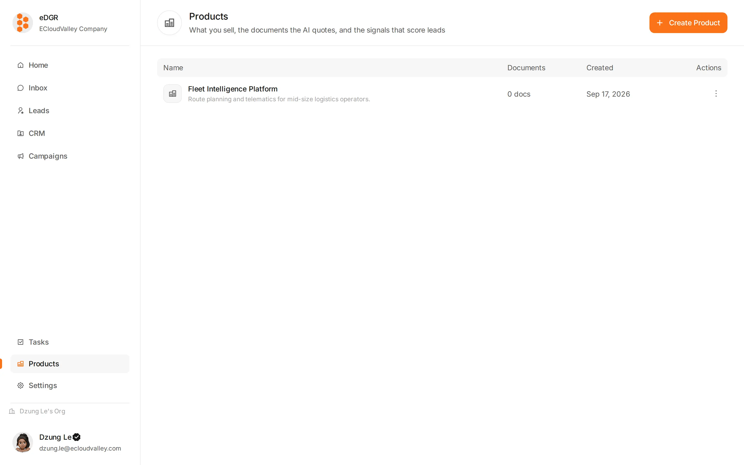 Products page