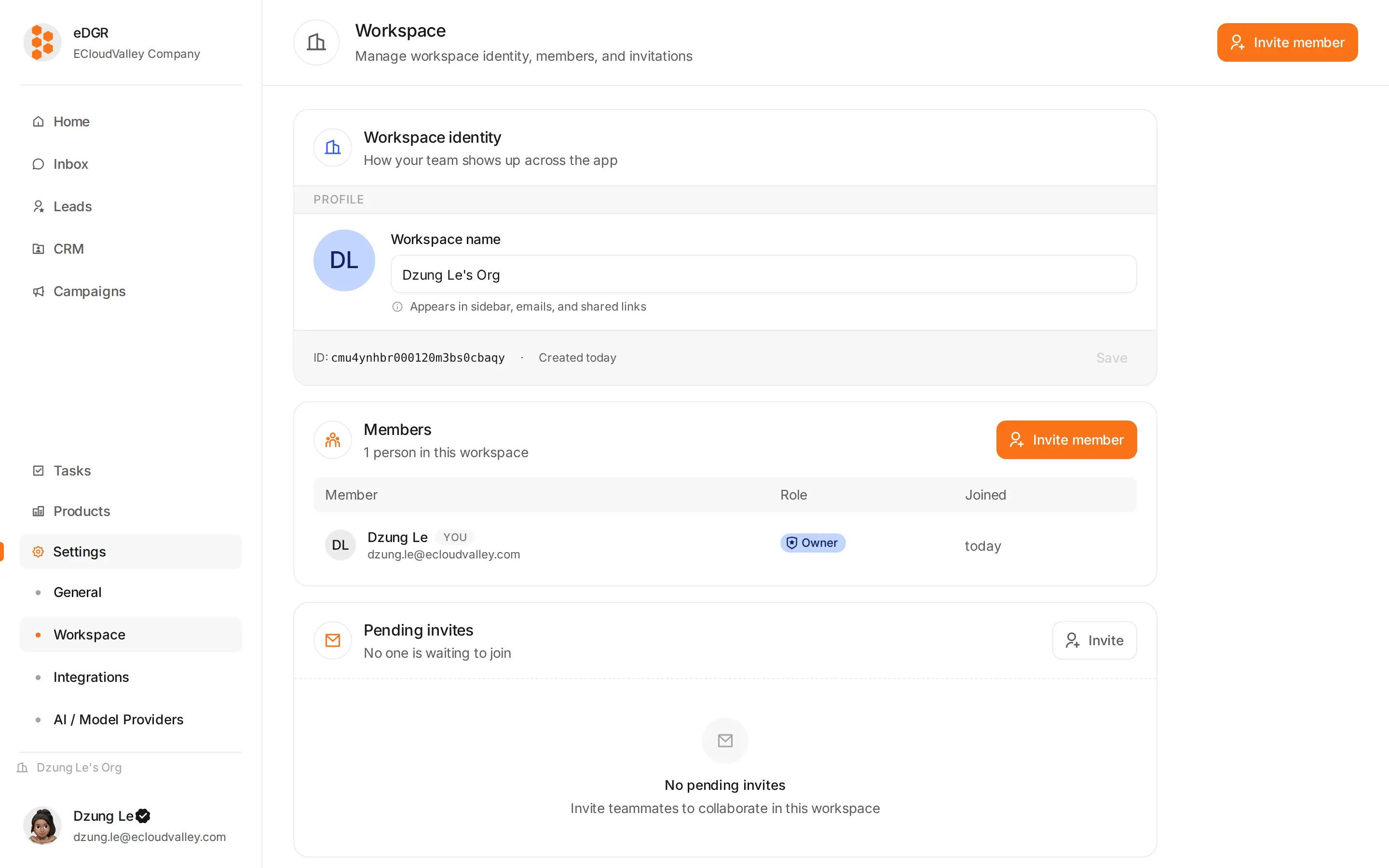 Workspace settings
